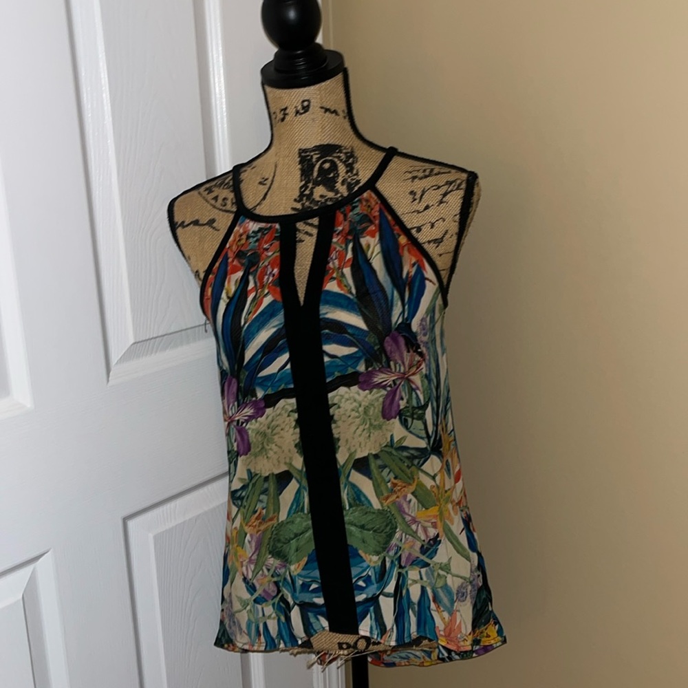 Nicole by Nicole Miller Multicolored Asymmetrical Tank Top